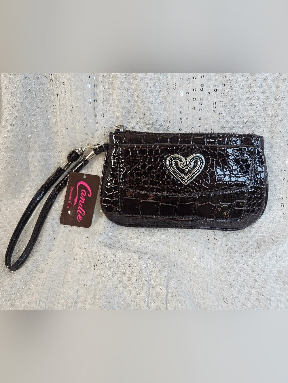 Candie Faux Croc Embossed Wristlet NWT
